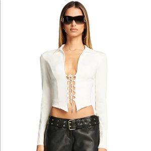 I.AM.GIA White Lace Up Top - Small - Like New